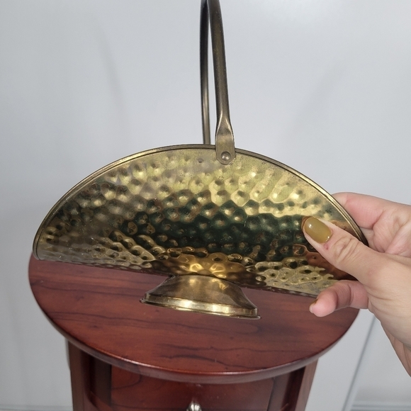 F.T.D.A. European Vintage Mini Hammered Gold Brass Decor Handle Basket Rustic - Picture 4 of 16